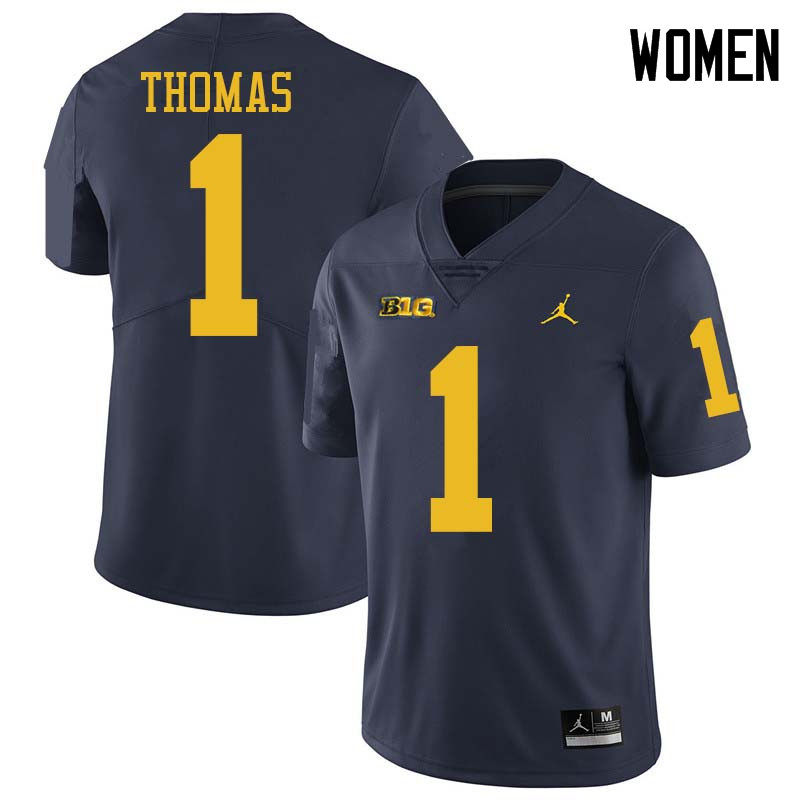 Jordan Brand Women #1 Ambry Thomas Michigan Wolverines College Football Jerseys Sale-Navy